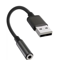 Porodo 3.5Mm To Usb A Audio Cable - Durable 10Cm Cable - Black